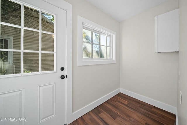 entryway with dark wood-type flooring