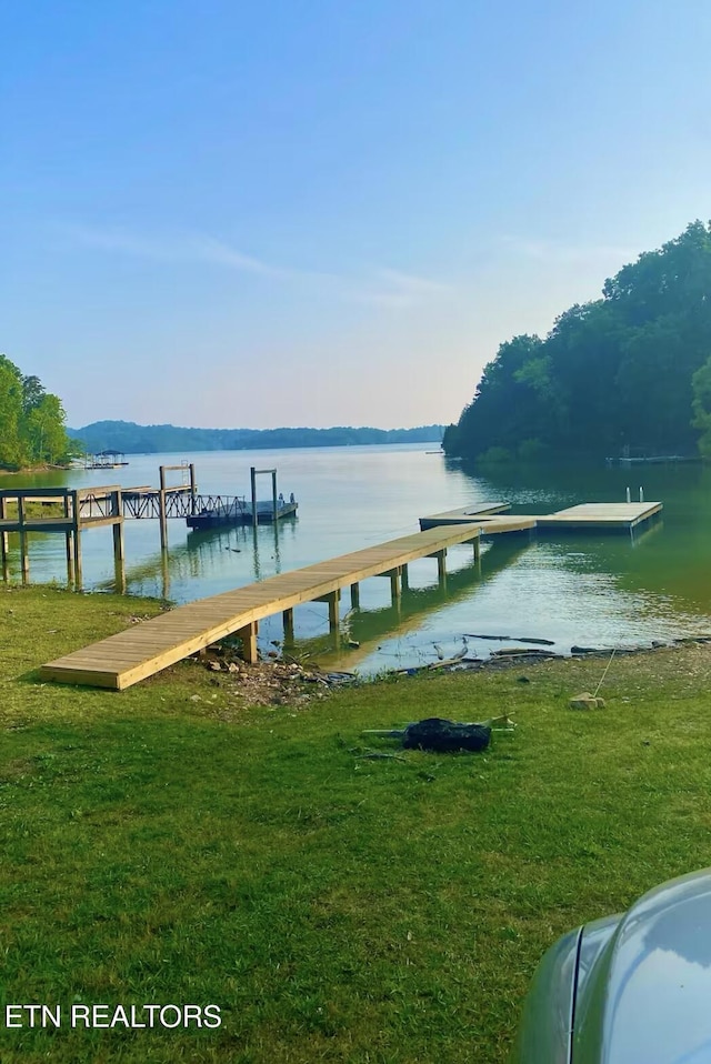 1448 Dover Ln, Dandridge, TN 37725 - dock area featuring a water view and a yard
