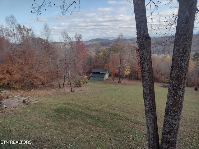 view of yard with a mountain view