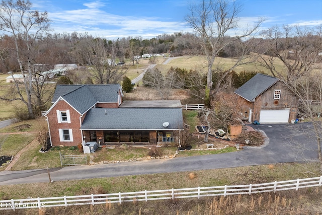 aerial view featuring a rural view