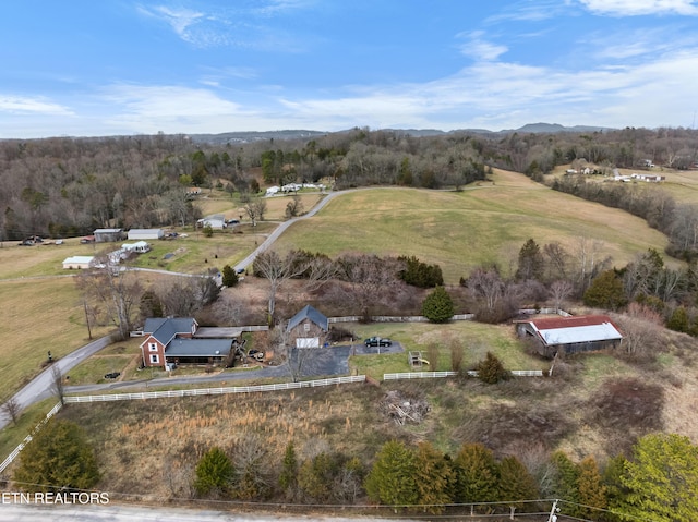 aerial view with a rural view