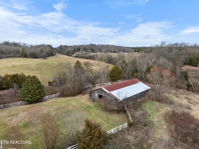 aerial view with a rural view