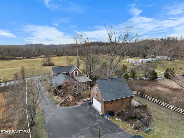 bird's eye view with a rural view