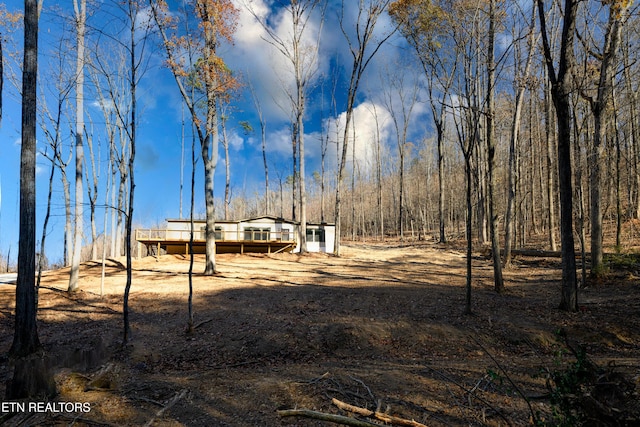 view of yard with a wooden deck