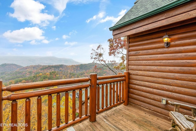 deck with a mountain view