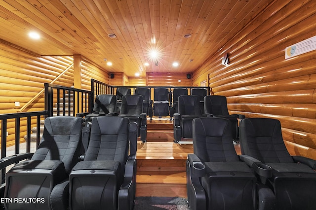 1707 High Rock Way, Sevierville, TN 37862 - cinema featuring log walls, recessed lighting, and wood ceiling