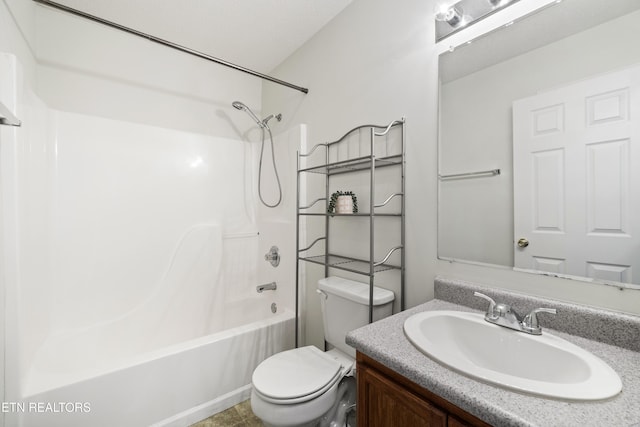 full bathroom with vanity, toilet, and tub / shower combination