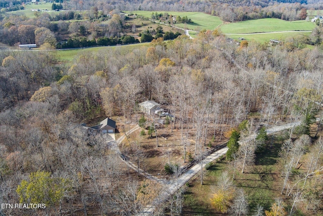 aerial view featuring a rural view