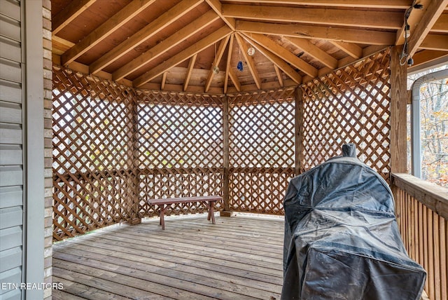 deck with a gazebo and grilling area