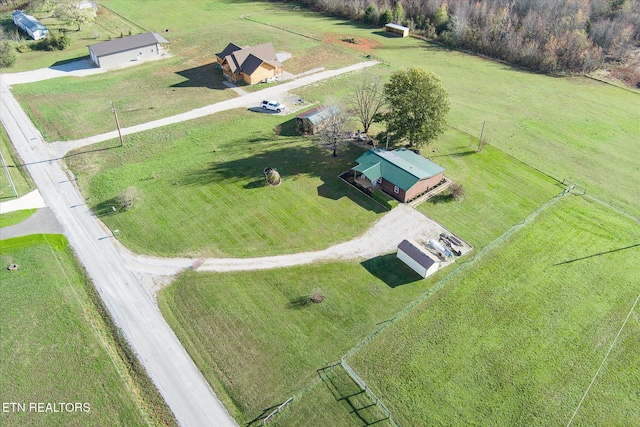 aerial view featuring a rural view