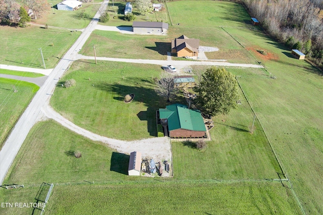 aerial view with a rural view