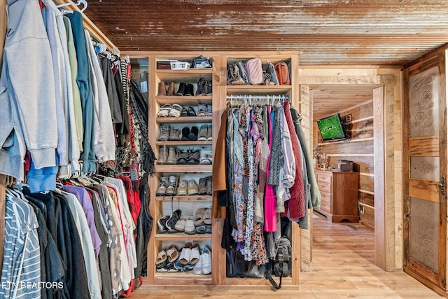 walk in closet featuring hardwood / wood-style flooring