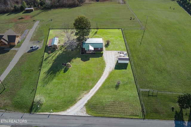 aerial view featuring a rural view