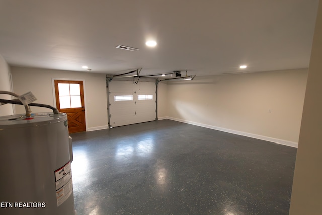 garage featuring electric water heater