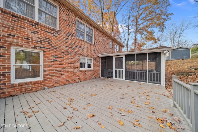 deck featuring a sunroom