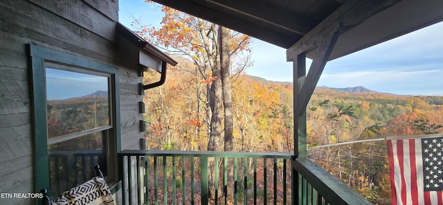 balcony with a mountain view