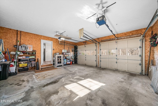 garage with a garage door opener