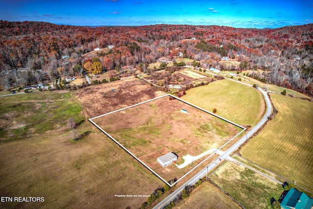 drone / aerial view featuring a rural view