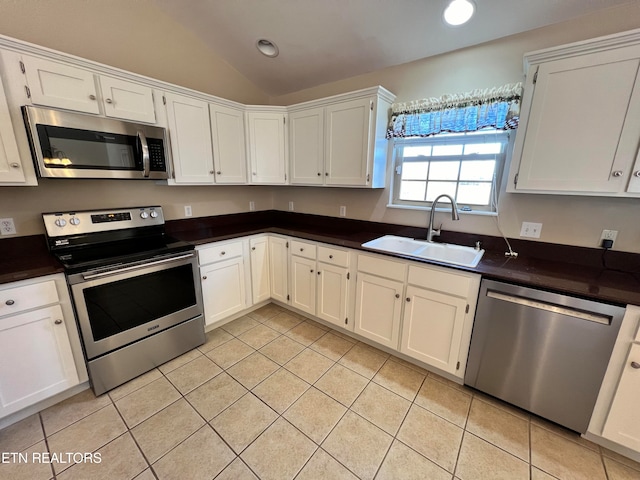 kitchen featuring white cabinetry, sink, and stainless steel appliances