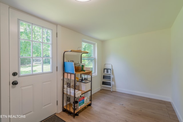 entryway with light wood-type flooring