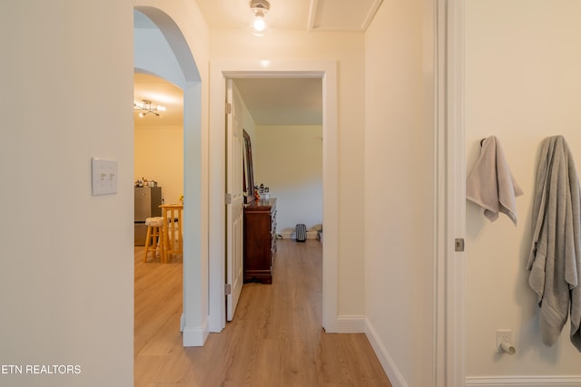 hall featuring light hardwood / wood-style floors