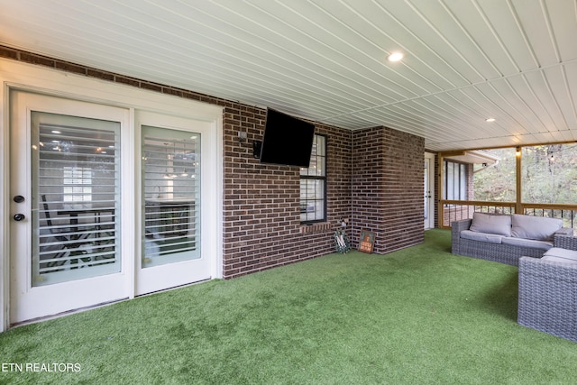 exterior space featuring an outdoor living space