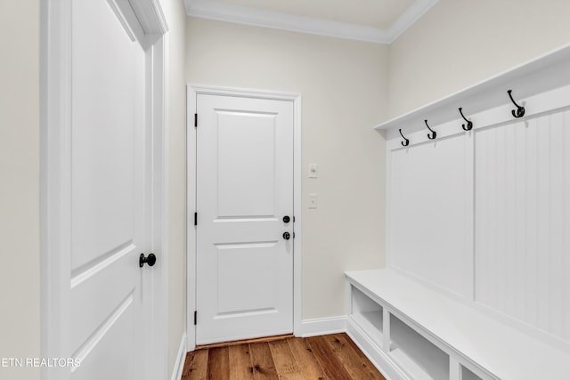 12033 Deer Crossing Dr, Knoxville, TN 37932 - mudroom with ornamental molding and dark wood-style floors