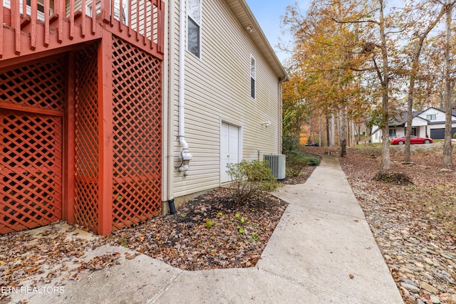 view of property exterior featuring central air condition unit