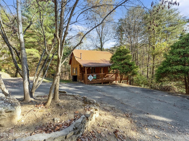 view of front of home with a deck