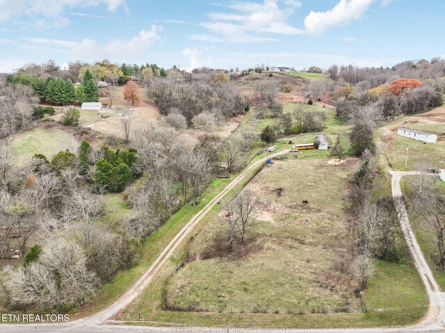 aerial view featuring a rural view