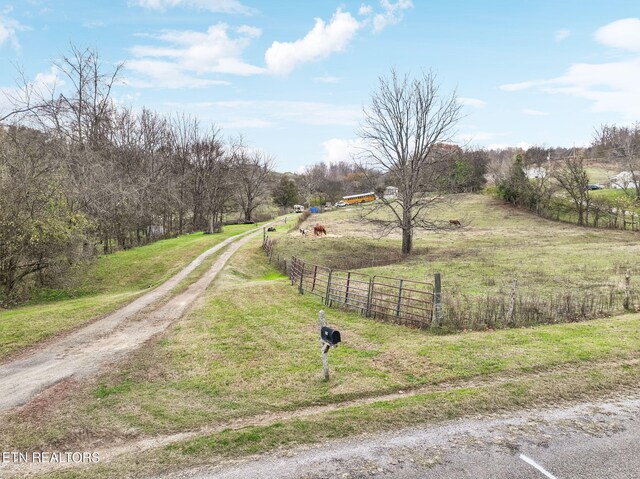 view of street with a rural view