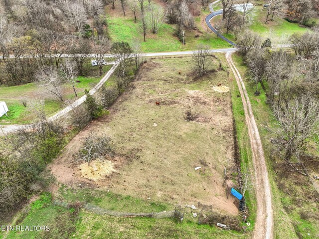 aerial view featuring a rural view