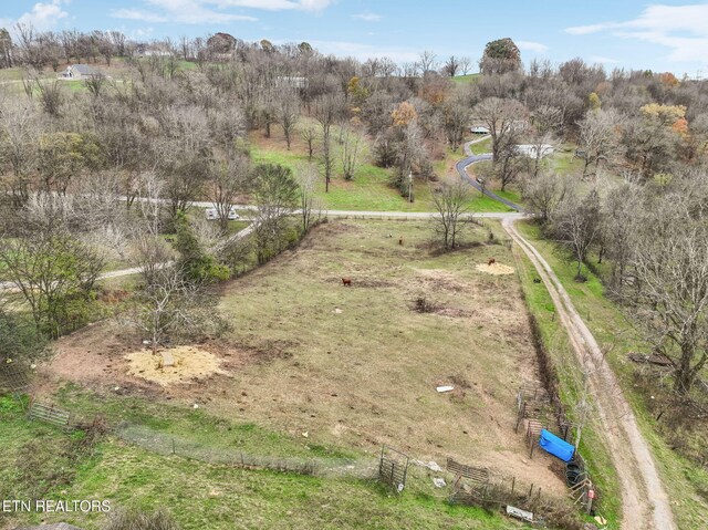 drone / aerial view with a rural view