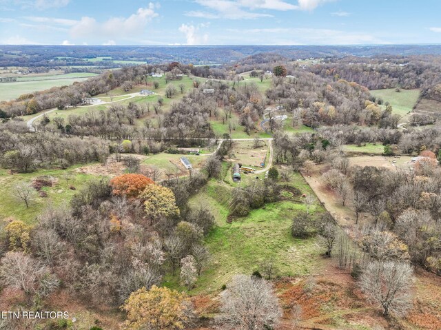 drone / aerial view with a rural view