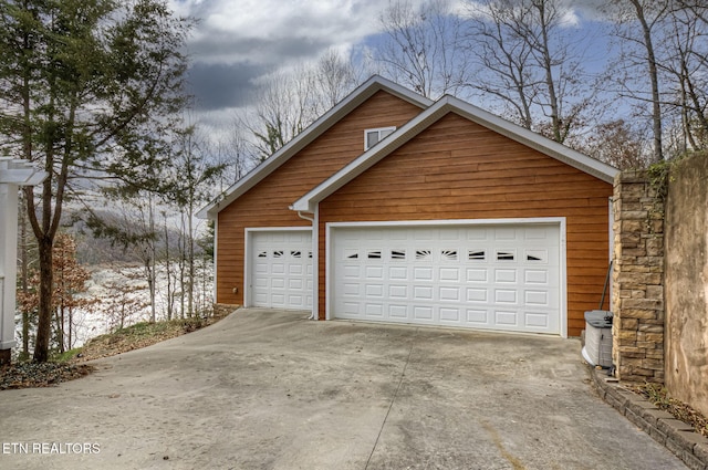 view of garage