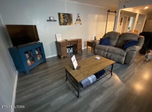 living room featuring dark hardwood / wood-style floors