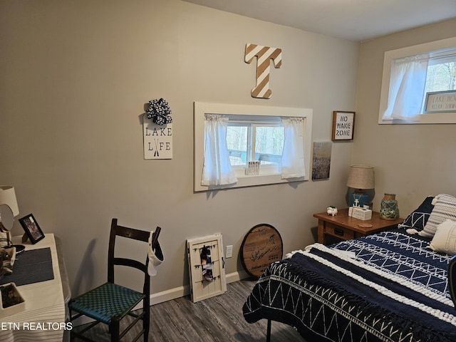 bedroom featuring dark hardwood / wood-style flooring