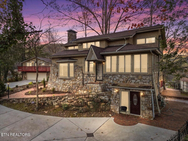 view of front of house with a garage