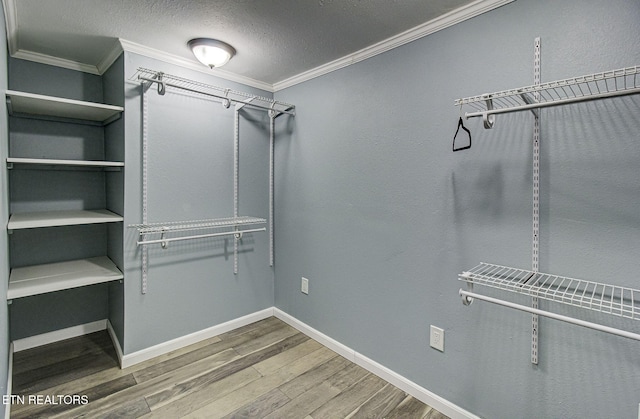 spacious closet featuring hardwood / wood-style flooring