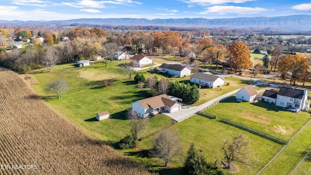 aerial view with a mountain view