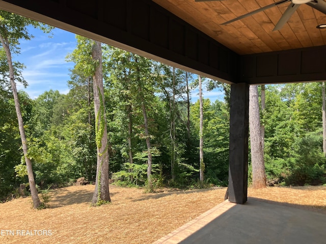 view of patio / terrace featuring ceiling fan