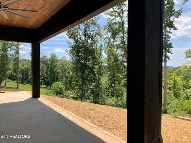 view of patio / terrace featuring ceiling fan