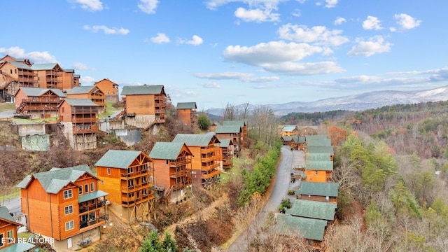 drone / aerial view with a mountain view