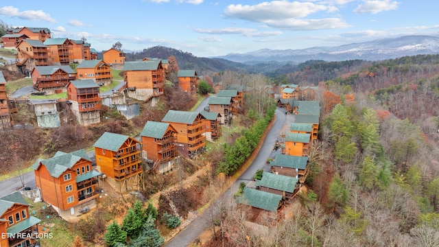 drone / aerial view with a mountain view