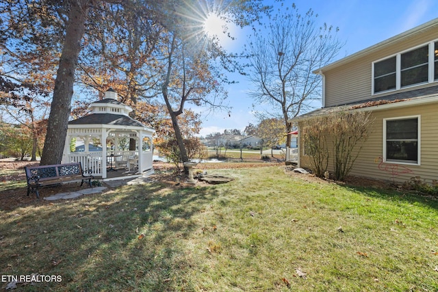 view of yard with a gazebo