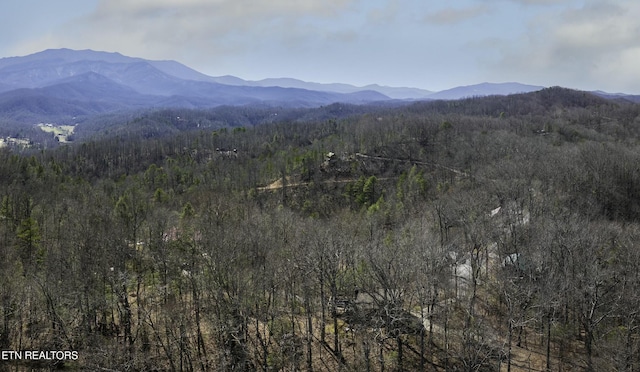 mountain view featuring a view of trees