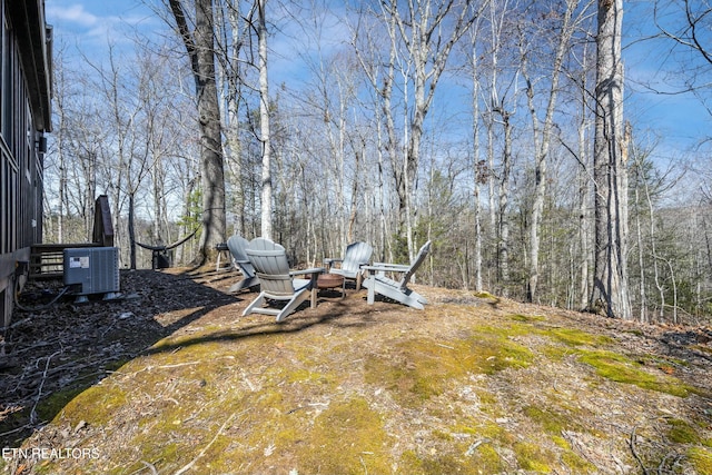 view of yard with central air condition unit