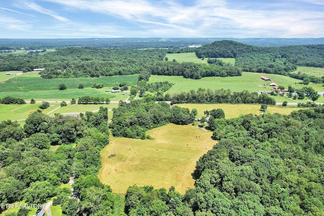 drone / aerial view with a rural view