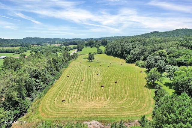 aerial view featuring a rural view