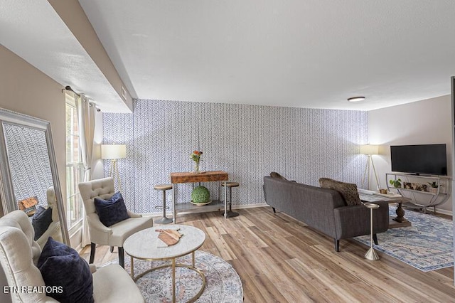 living room featuring light hardwood / wood-style flooring